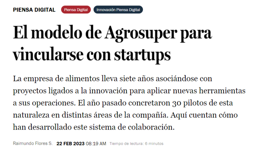 El modelo de Agrosuper para vincularse con startups