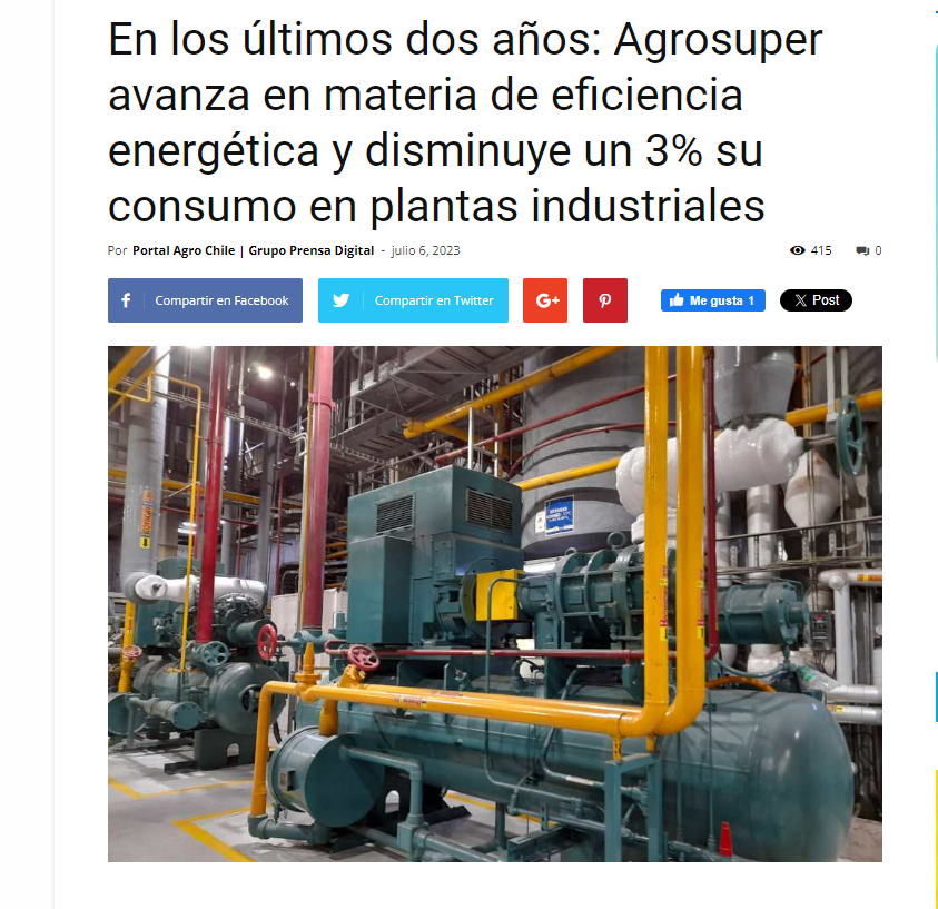 En los últimos dos años: Agrosuper avanza en materia de eficiencia energética y disminuye un 3% su consumo en plantas industriales