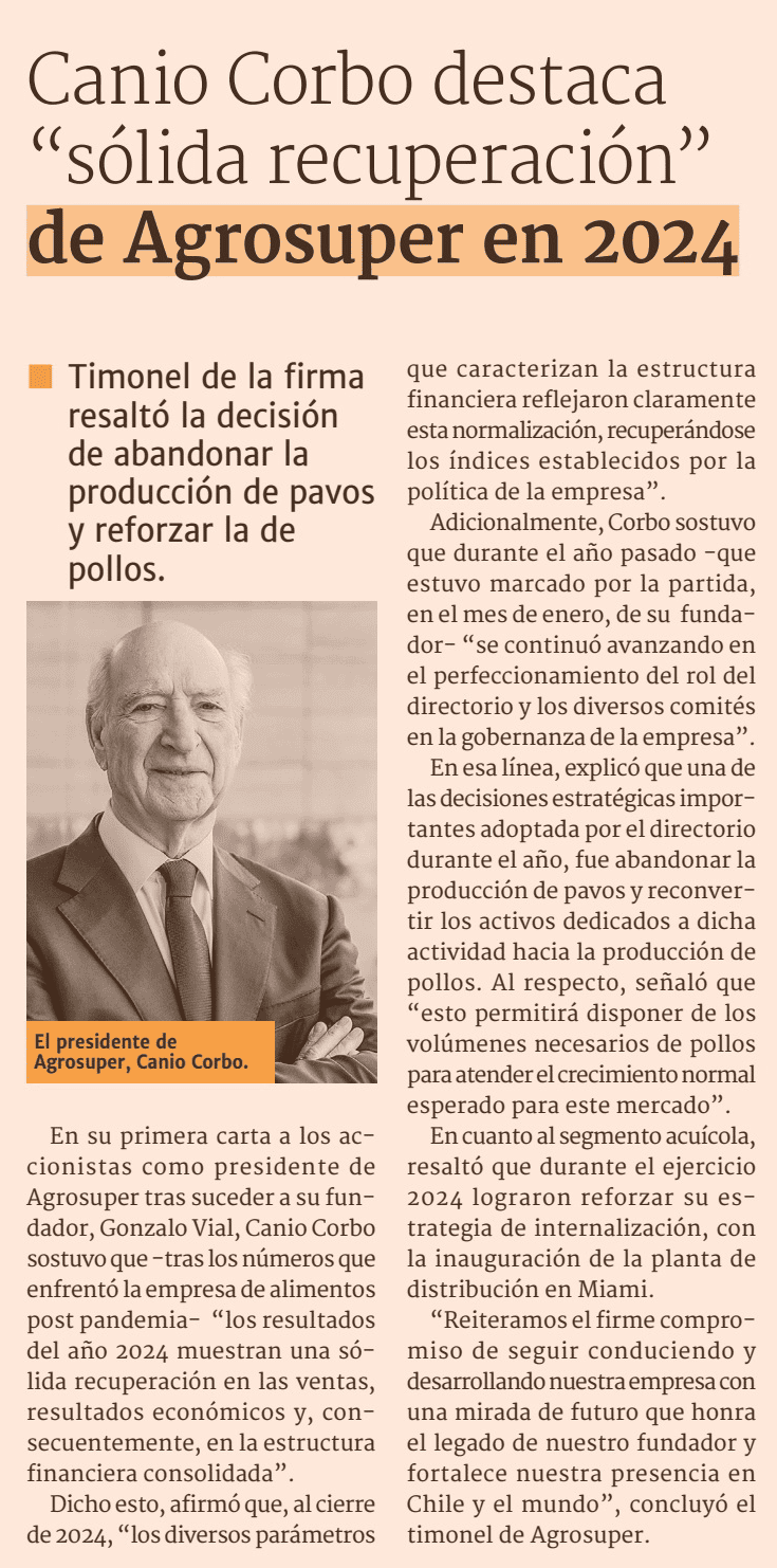 Canio Corbo destaca “sólida recuperación” de Agrosuper en 2024